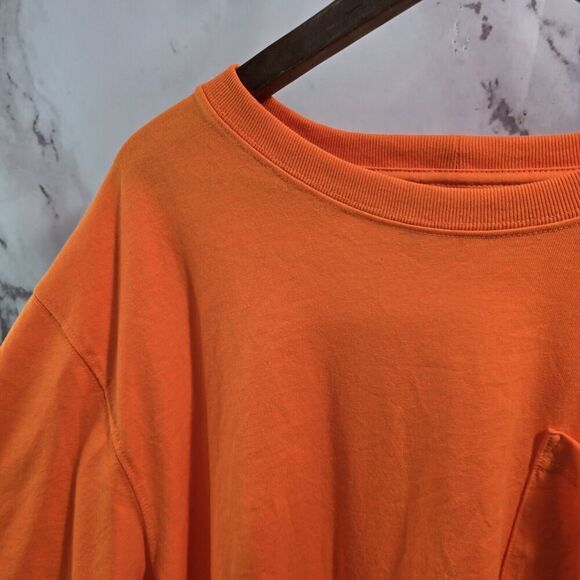 Carhartt T Shirt Mens Large Orange Pocket Loose Fit Tee Short Sleeve Neon Hunter - Picture 2 of 11